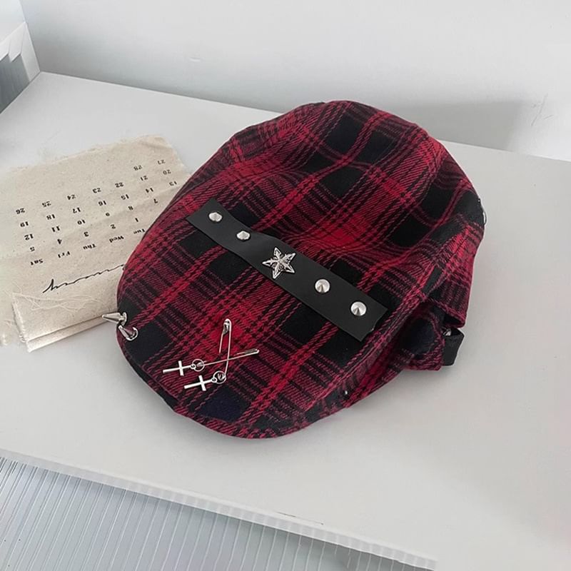 Pin Newsboy Accent Plaid Cap