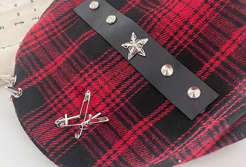 Pin Newsboy Accent Plaid Cap