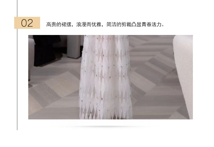 Gown Spaghetti Argyle Rhinestone Pattern A-Line Evening Strap