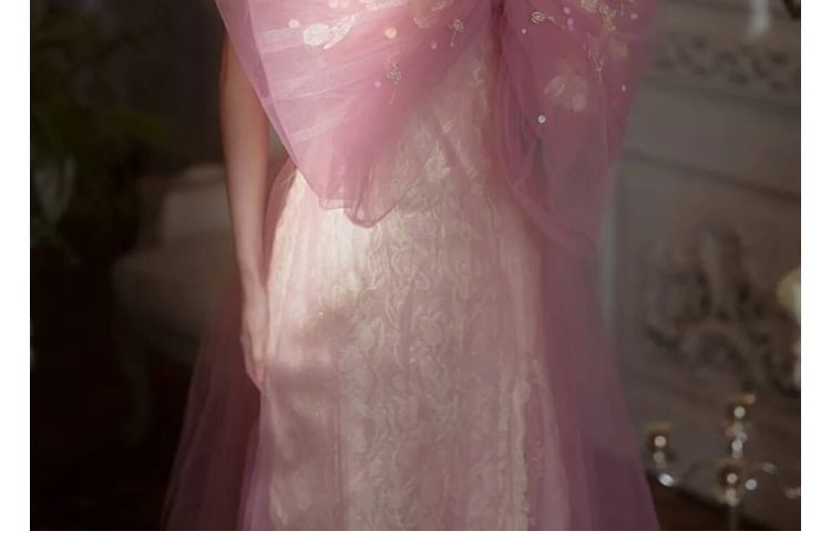 Gown A-Line Evening Bow Off-Shoulder