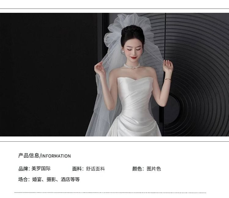 Strapless Gown A-Line Wedding Satin Bow Back