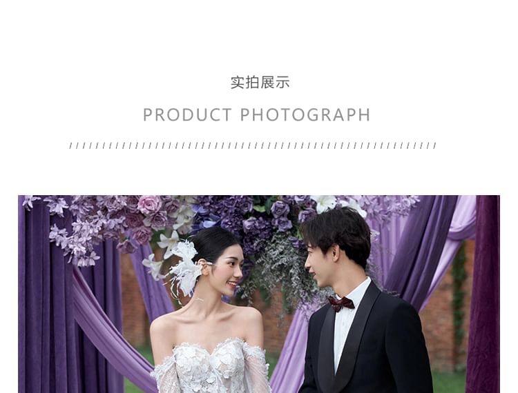 Gown A-Line Long-Sleeve Wedding Lace Off-Shoulder