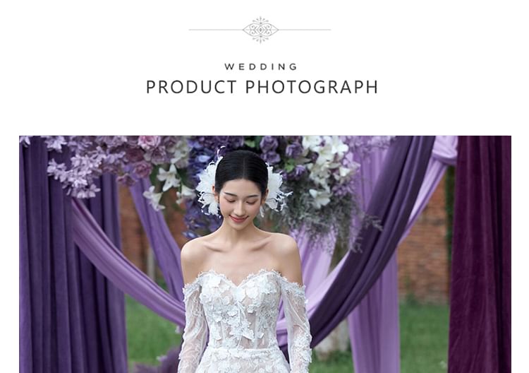 Gown A-Line Long-Sleeve Wedding Lace Off-Shoulder