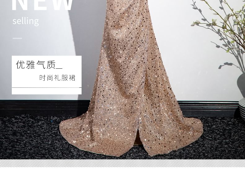 Evening Strapless Sequined Gown Mermaid