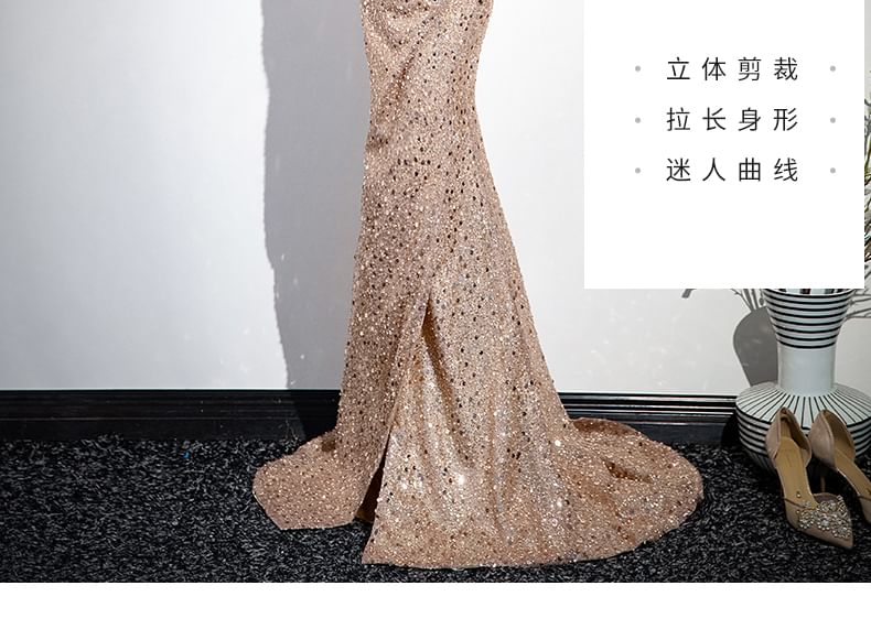 Evening Strapless Sequined Gown Mermaid