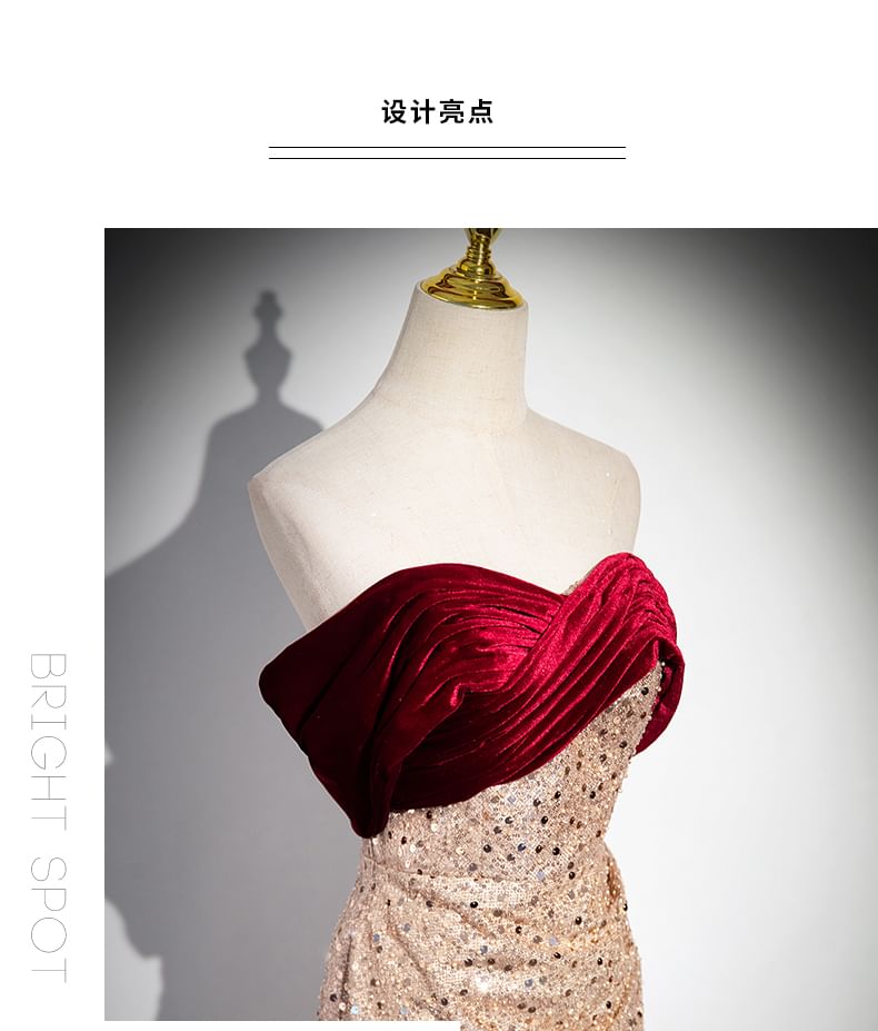 Evening Strapless Sequined Gown Mermaid