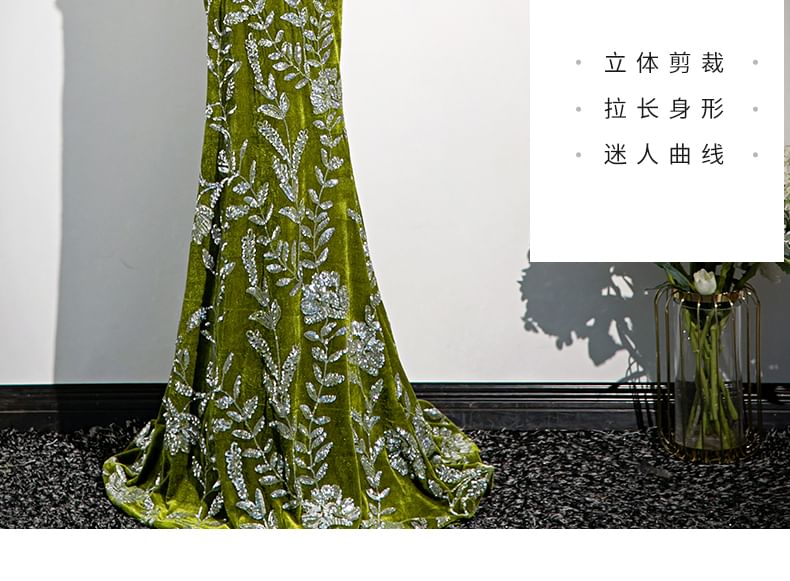Strapless Mermaid Evening Buttoned Floral Frog Gown Print