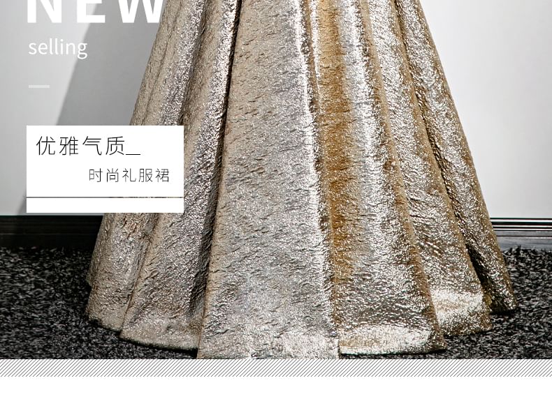 Floral Strapless Evening Back Print Gown Bow A-Line