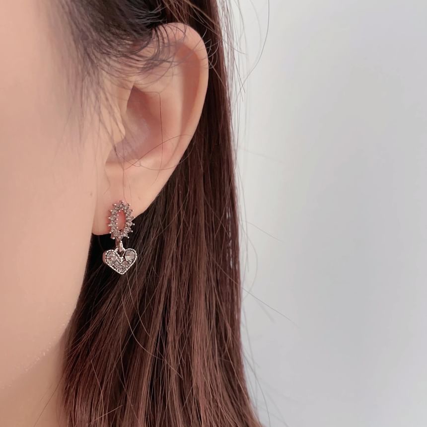 Drop Alloy Rhinestone Earring Flower Heart