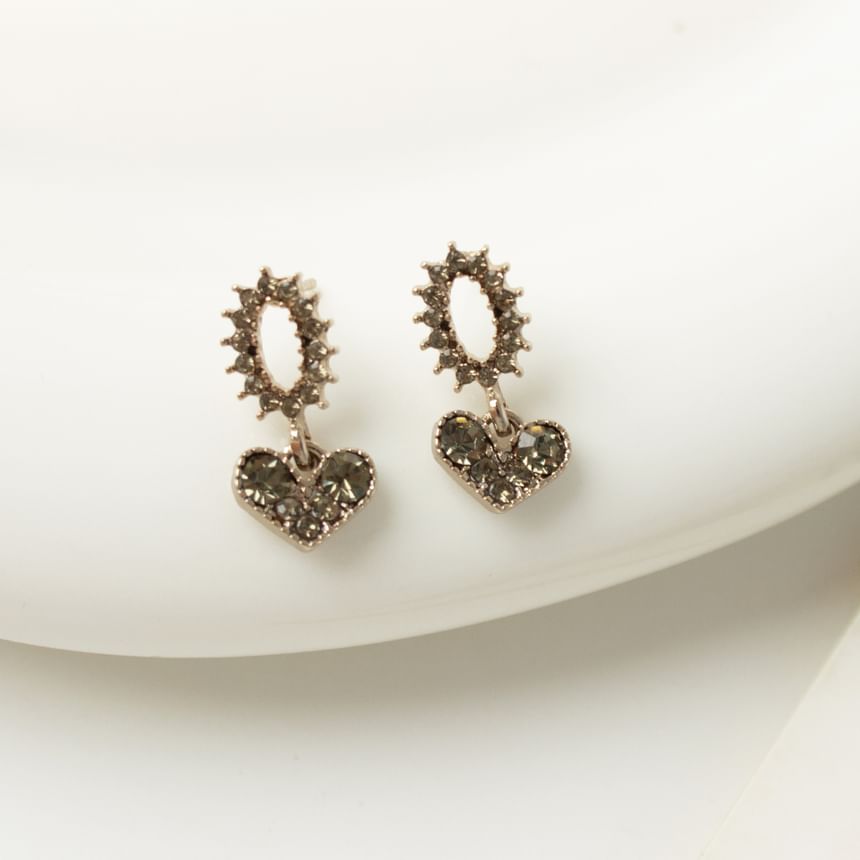 Drop Alloy Rhinestone Earring Flower Heart