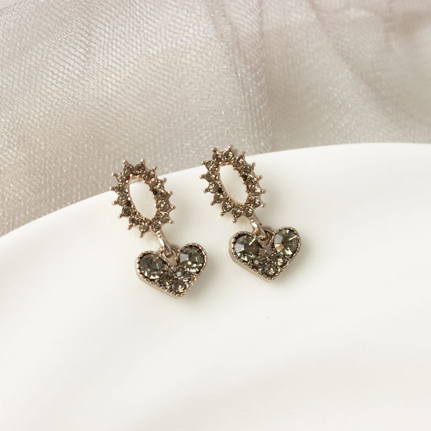 Drop Alloy Rhinestone Earring Flower Heart
