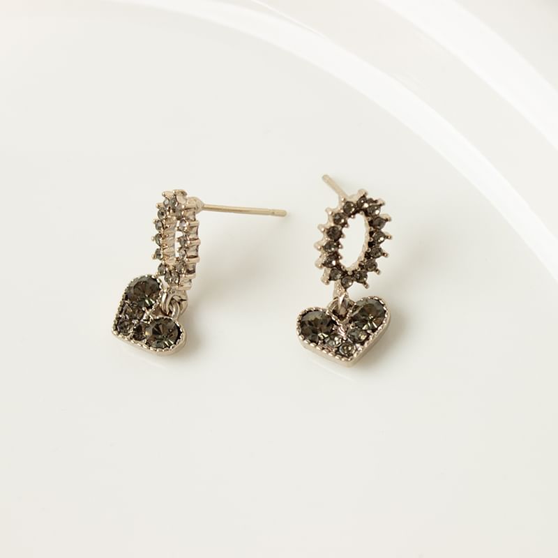 Drop Alloy Rhinestone Earring Flower Heart
