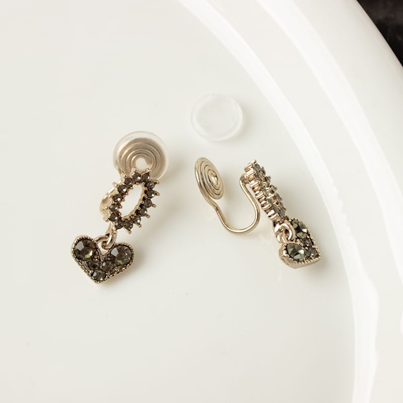 Drop Alloy Rhinestone Earring Flower Heart