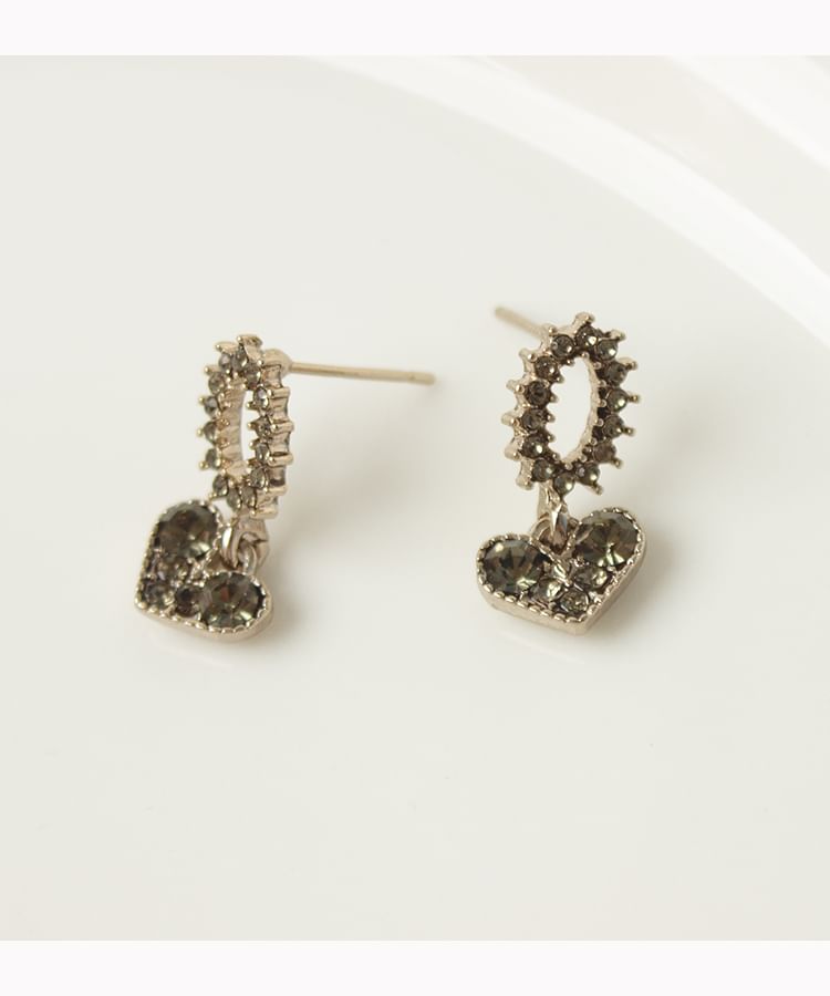Drop Alloy Rhinestone Earring Flower Heart