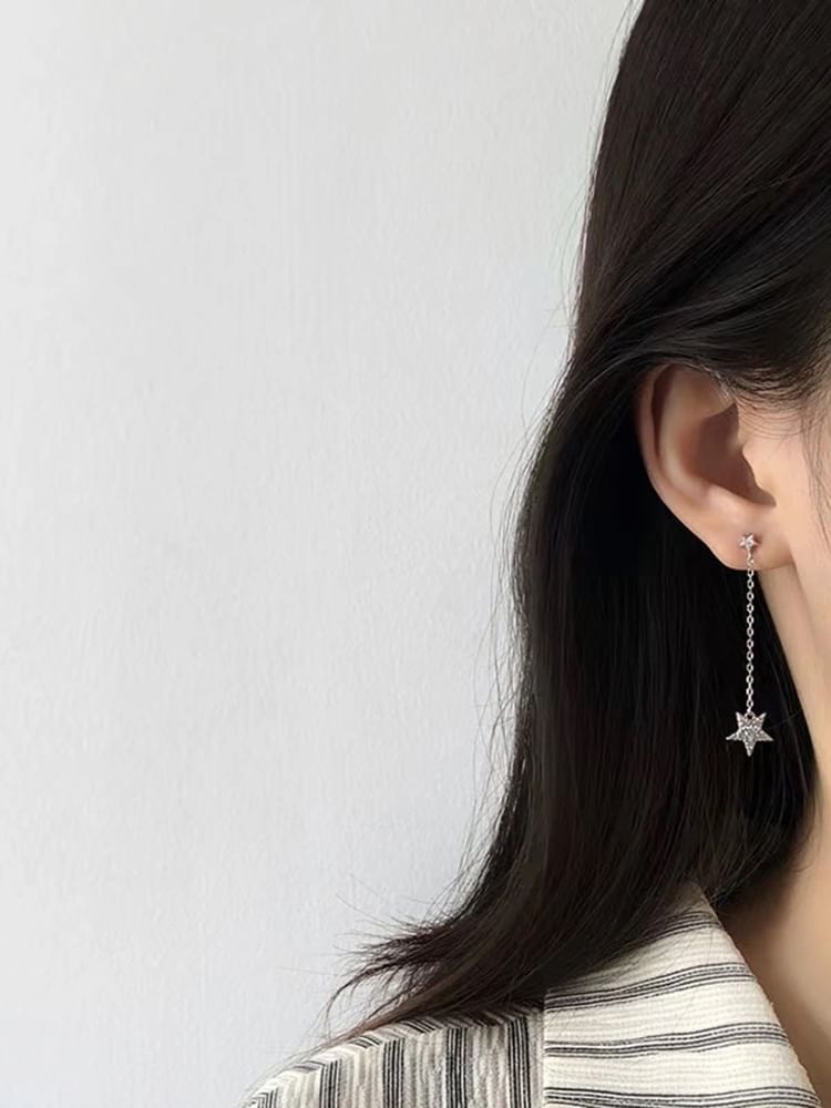 Dangle Star Alloy Asymmetrical Moon Earring