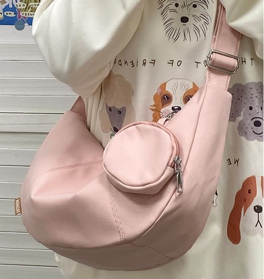 Zipper Purse With Crossbody Pouch Coin Plain