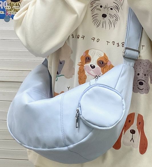 Zipper Purse With Crossbody Pouch Coin Plain