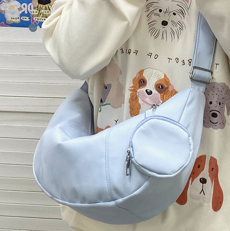 Zipper Purse With Crossbody Pouch Coin Plain