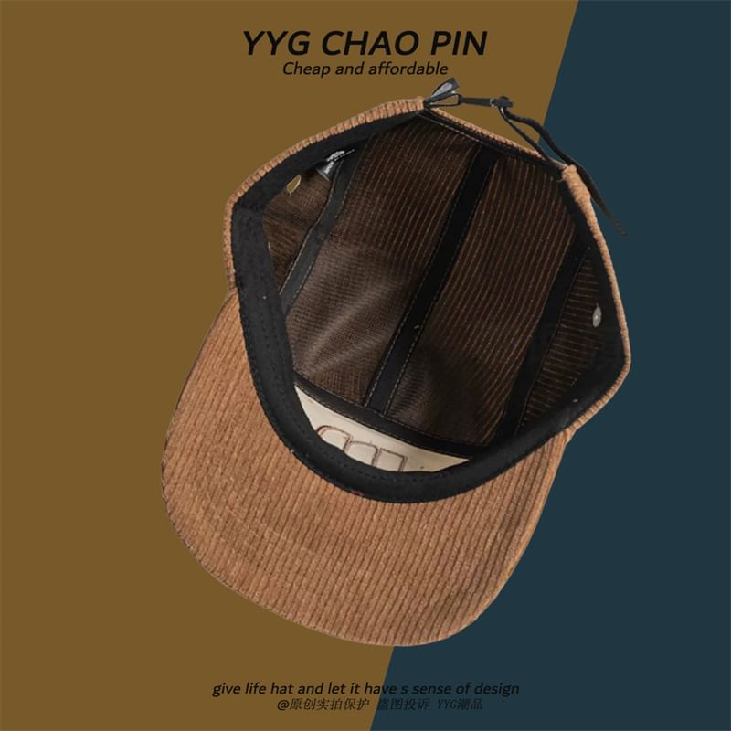 Letter Embroidered Baseball Cap Corduroy