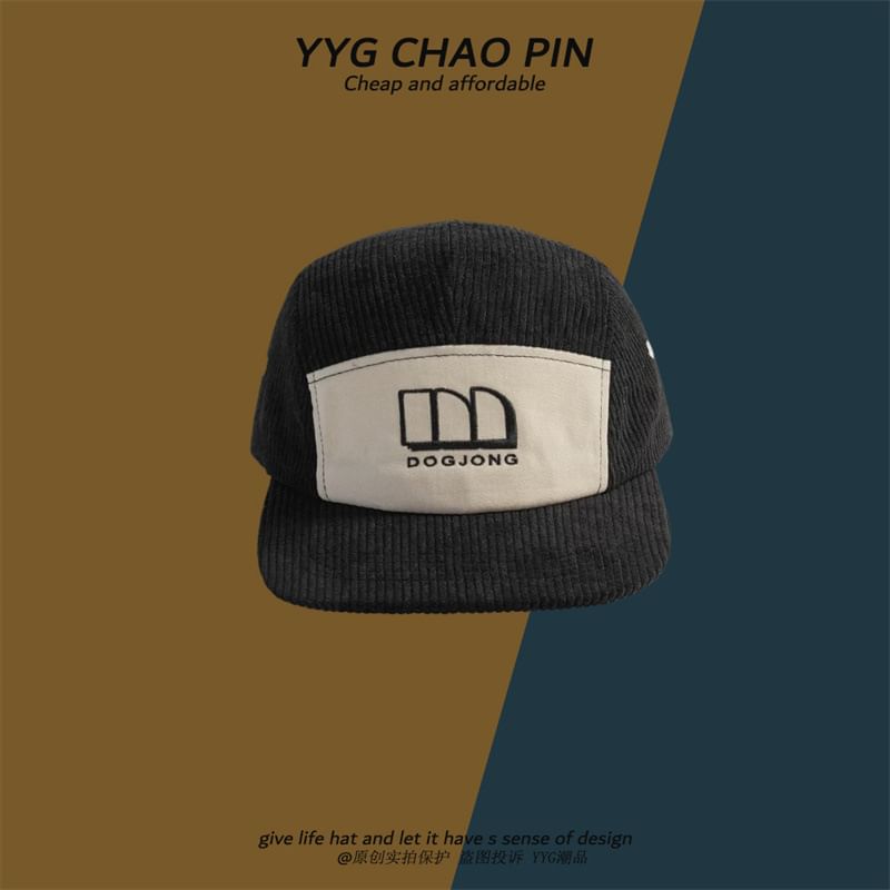 Letter Embroidered Baseball Cap Corduroy