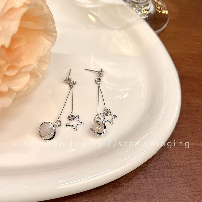 Dangle Faux Star Earring Gemstone Alloy