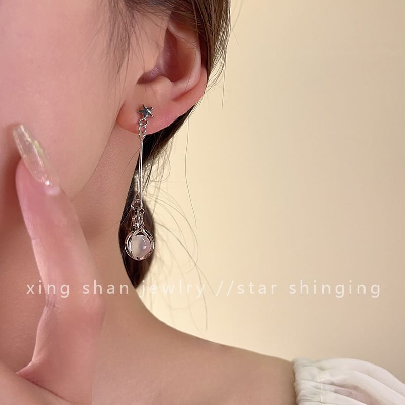 Dangle Faux Star Earring Gemstone Alloy