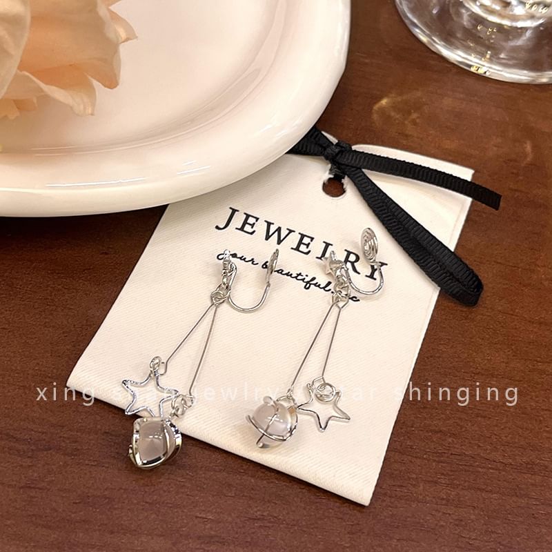Dangle Faux Star Earring Gemstone Alloy