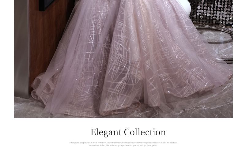 Mesh Evening Open Sleeveless Gown A-Line Back Sequin