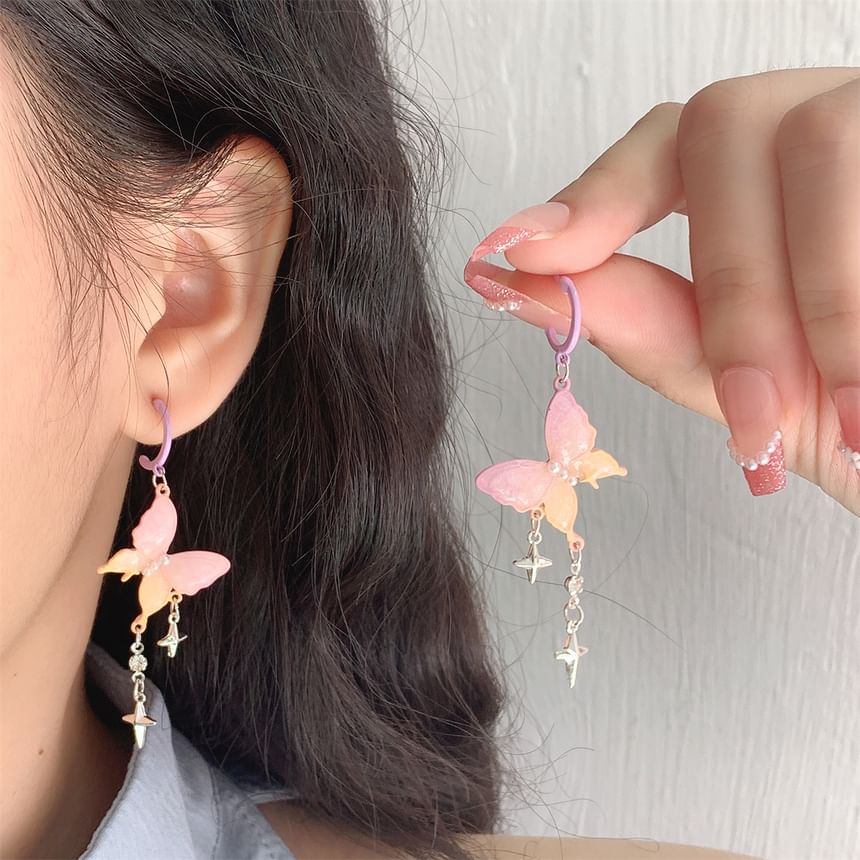 Earring Fringed Drop Butterfly Huggie Star