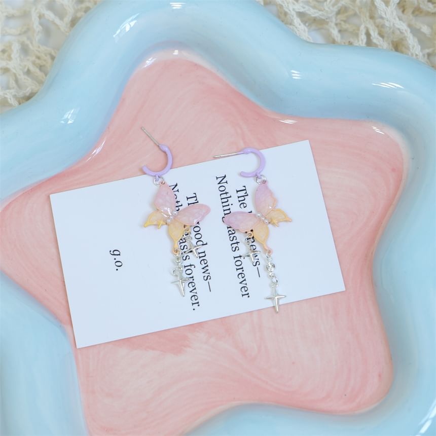 Earring Fringed Drop Butterfly Huggie Star