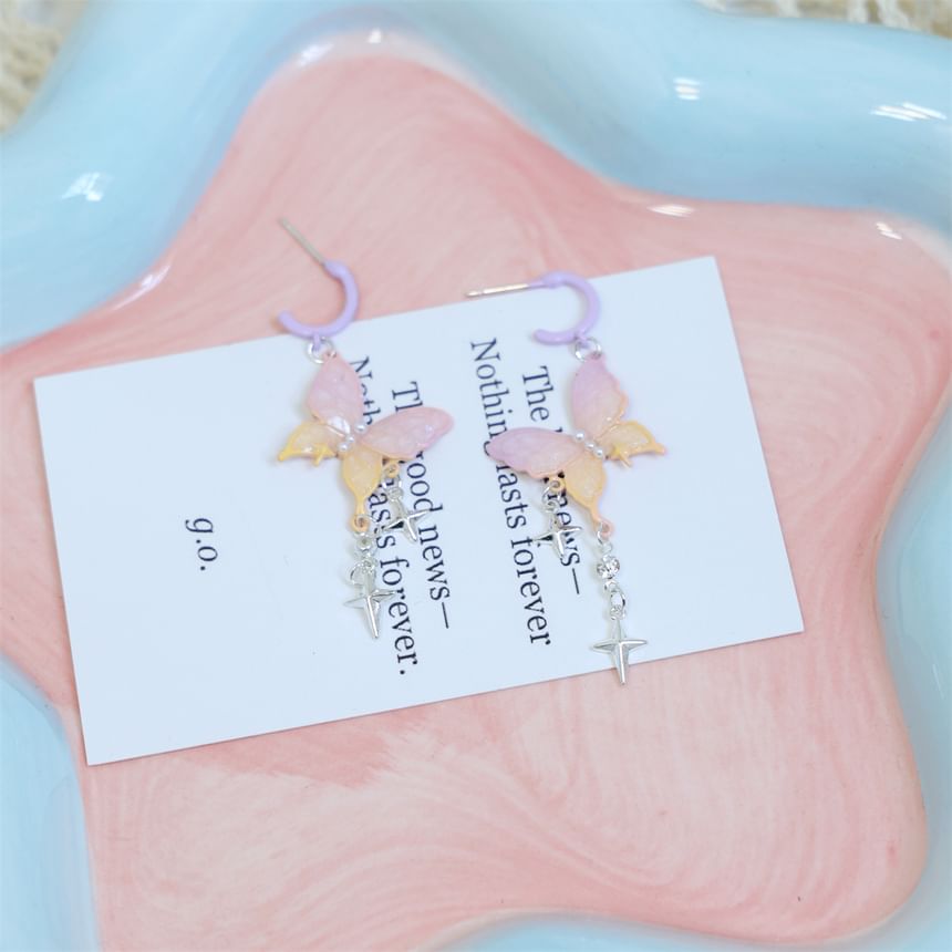 Earring Fringed Drop Butterfly Huggie Star