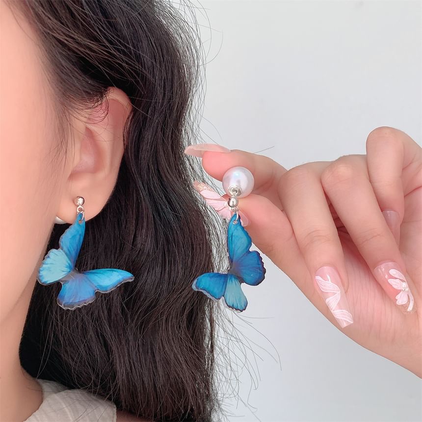 Hook Earring / Drop Butterfly Clip-On