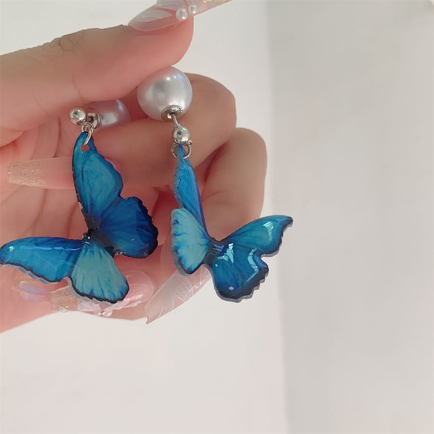 Hook Earring / Drop Butterfly Clip-On