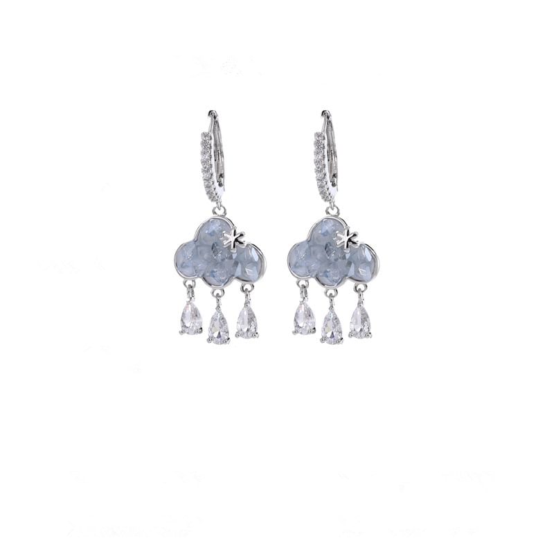 Huggie Rhinestone Drop Earring Cloud Fringed