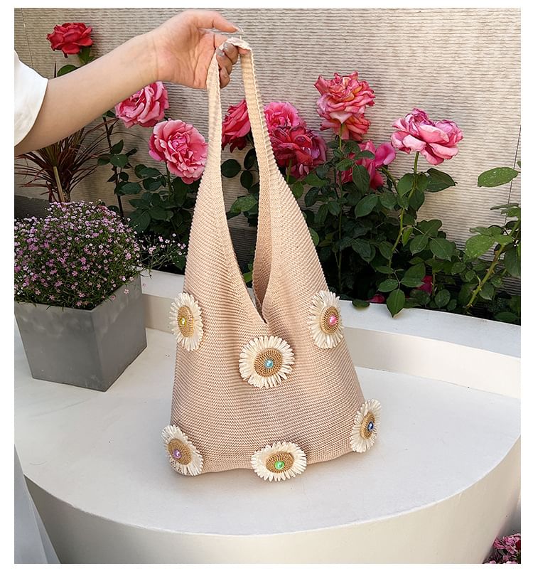 Shopper Accent Bag Flower Knit
