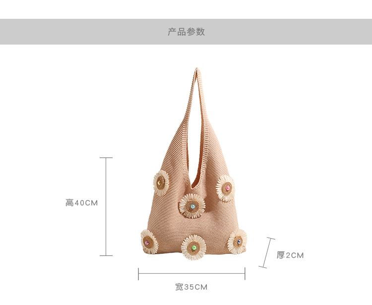 Shopper Accent Bag Flower Knit