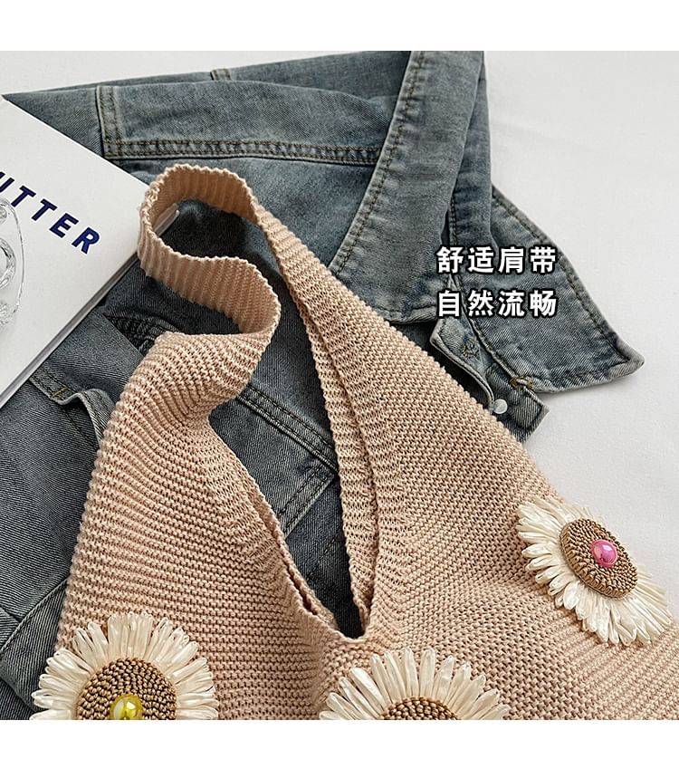 Shopper Accent Bag Flower Knit