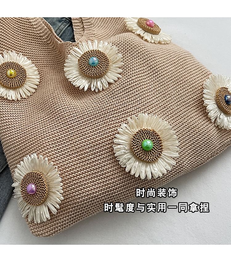 Shopper Accent Bag Flower Knit