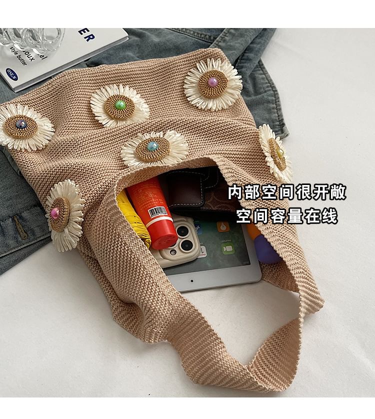 Shopper Accent Bag Flower Knit