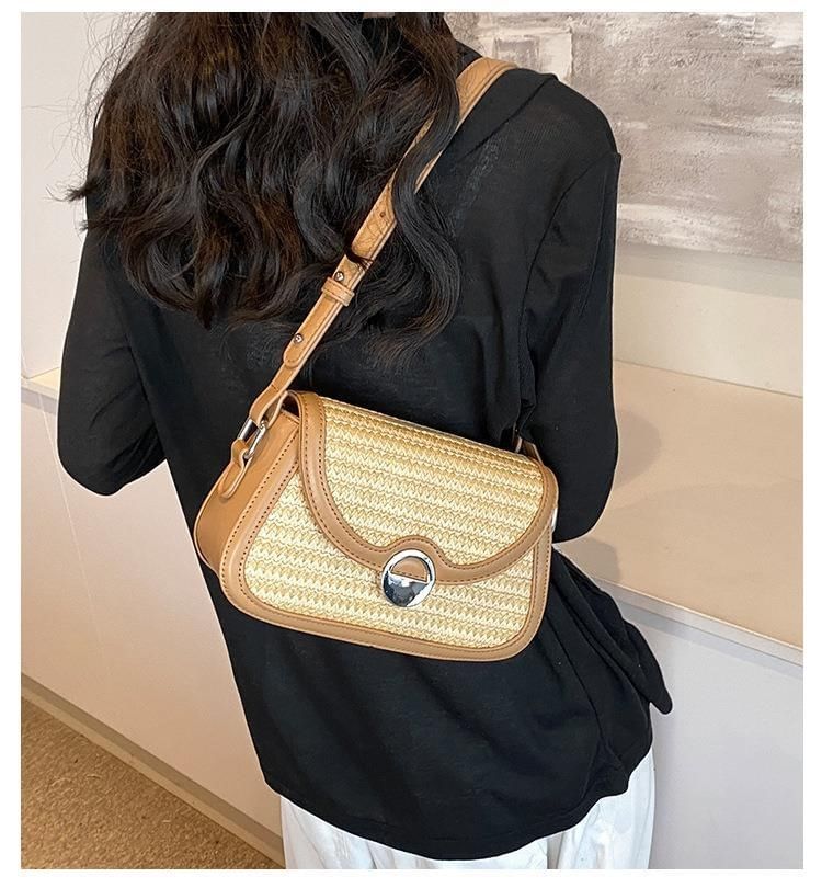 Two Straw Bag Tone Crossbody Flap