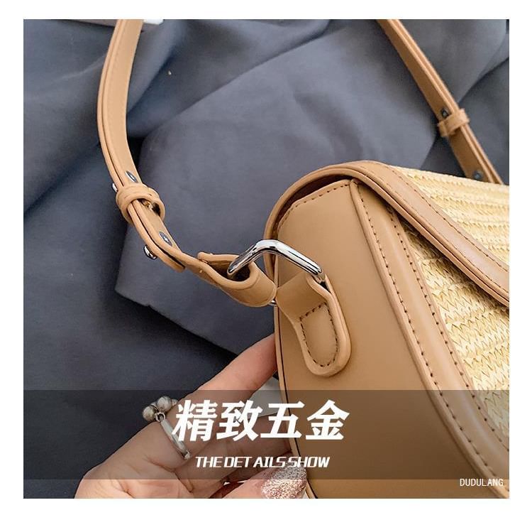 Two Straw Bag Tone Crossbody Flap