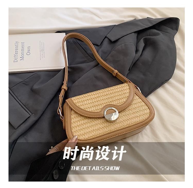 Two Straw Bag Tone Crossbody Flap