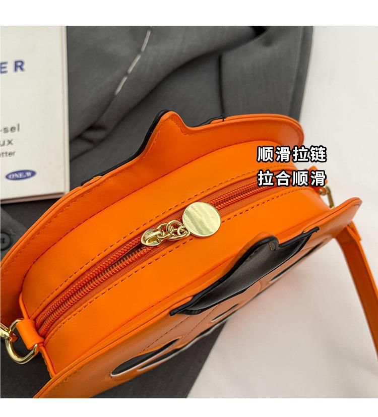 Leather Bag Faux Pumpkin Crossbody