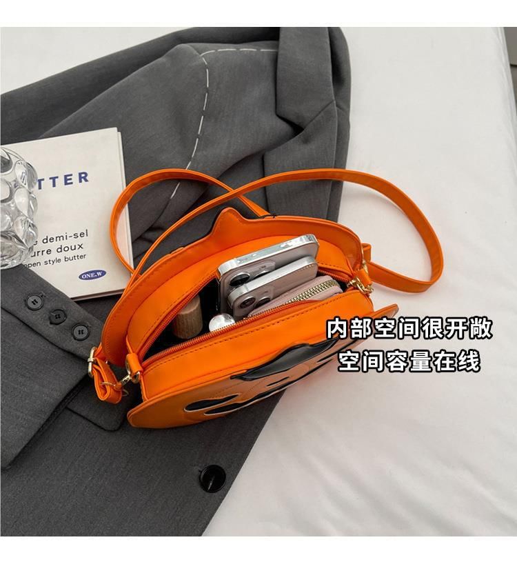 Leather Bag Faux Pumpkin Crossbody