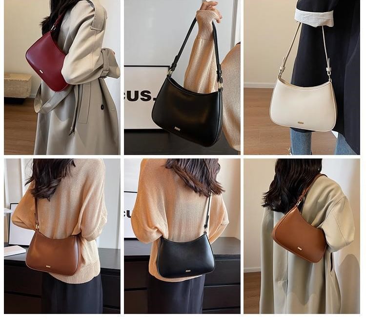 Plain Leather Faux Shoulder Bag