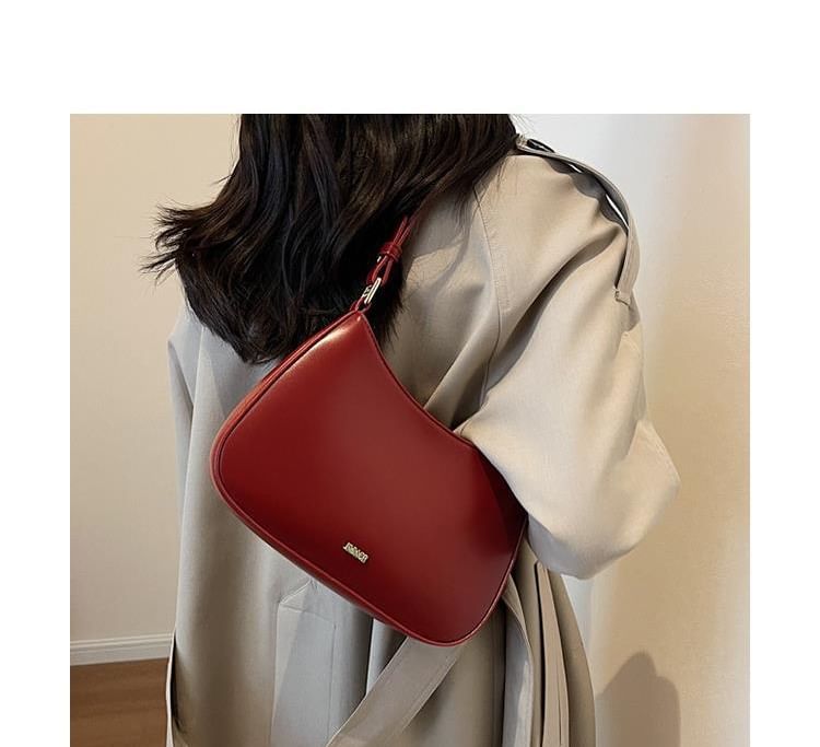 Plain Leather Faux Shoulder Bag