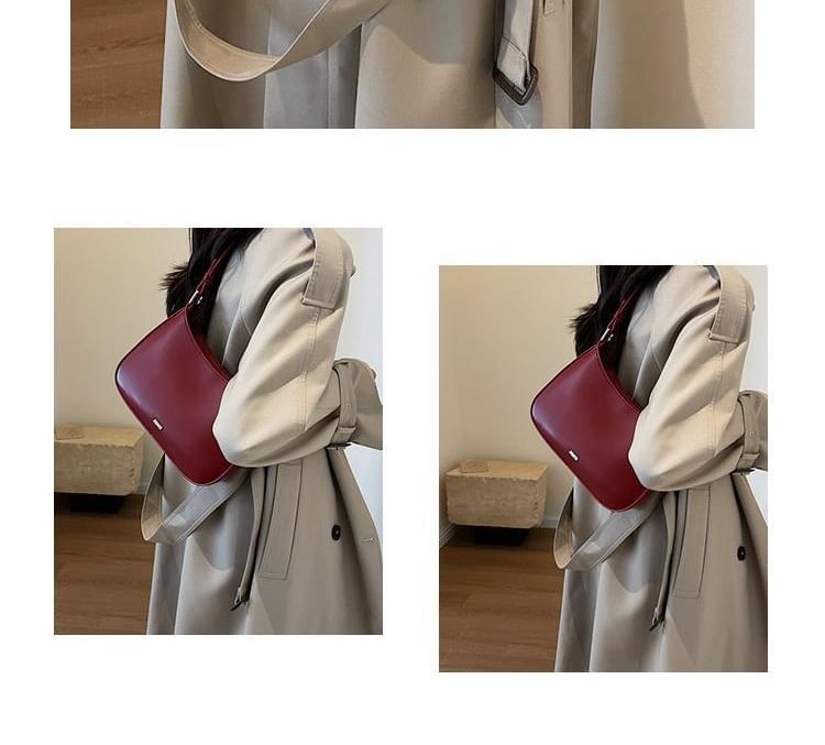 Plain Leather Faux Shoulder Bag