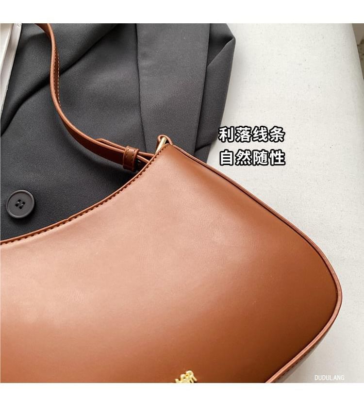 Plain Leather Faux Shoulder Bag
