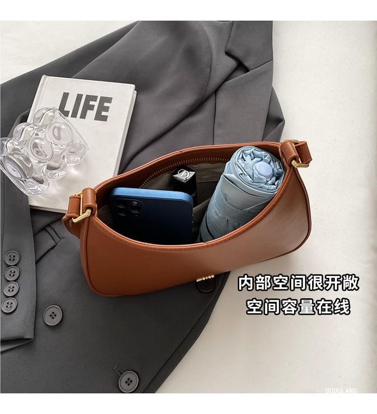 Plain Leather Faux Shoulder Bag