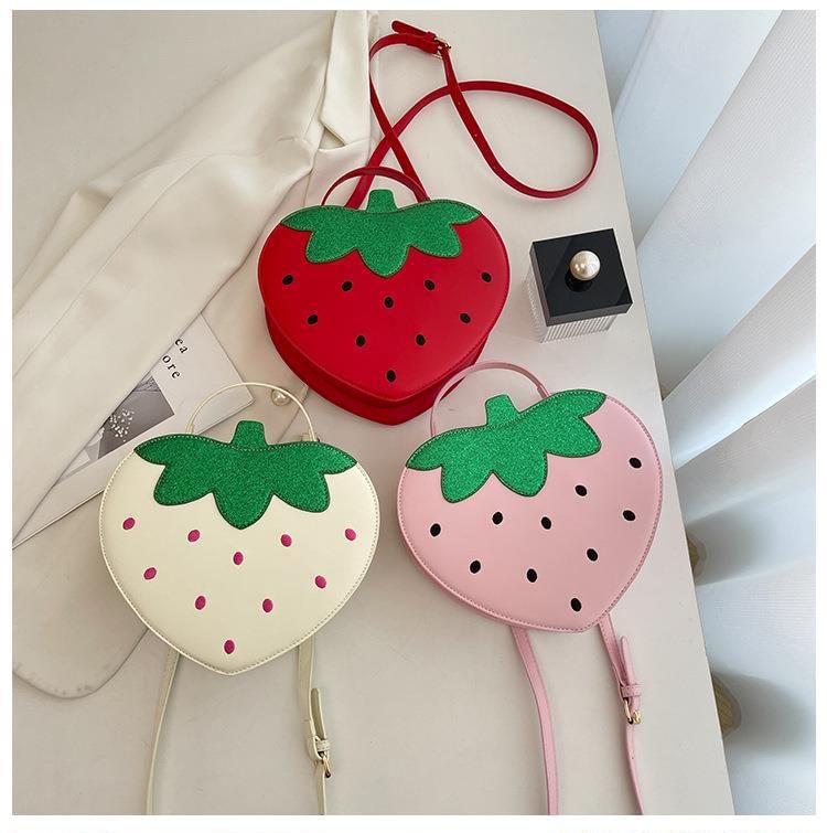 Bag Crossbody Leather Strawberry Faux